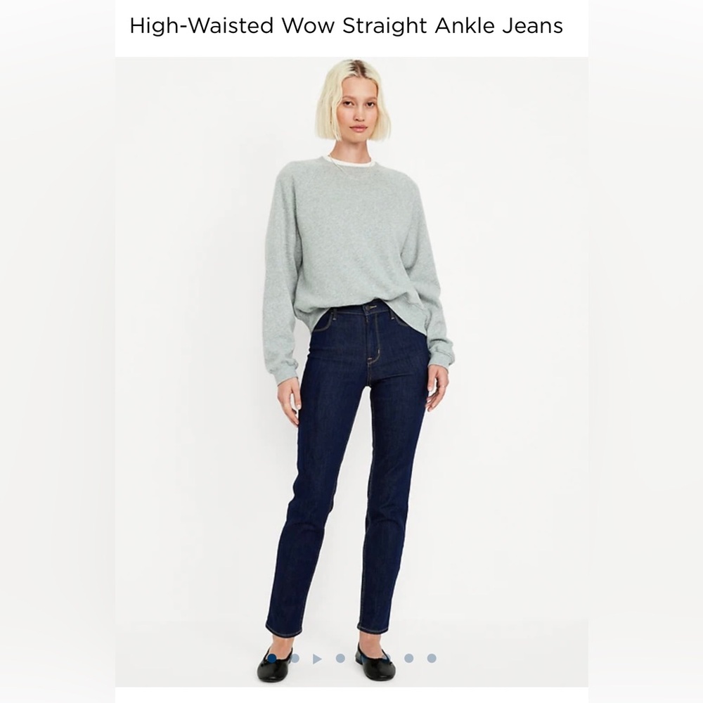 OLD NAVY // SZ 8 tall // High-Waisted Wow Straight Ankle Jeans, Dark Wash